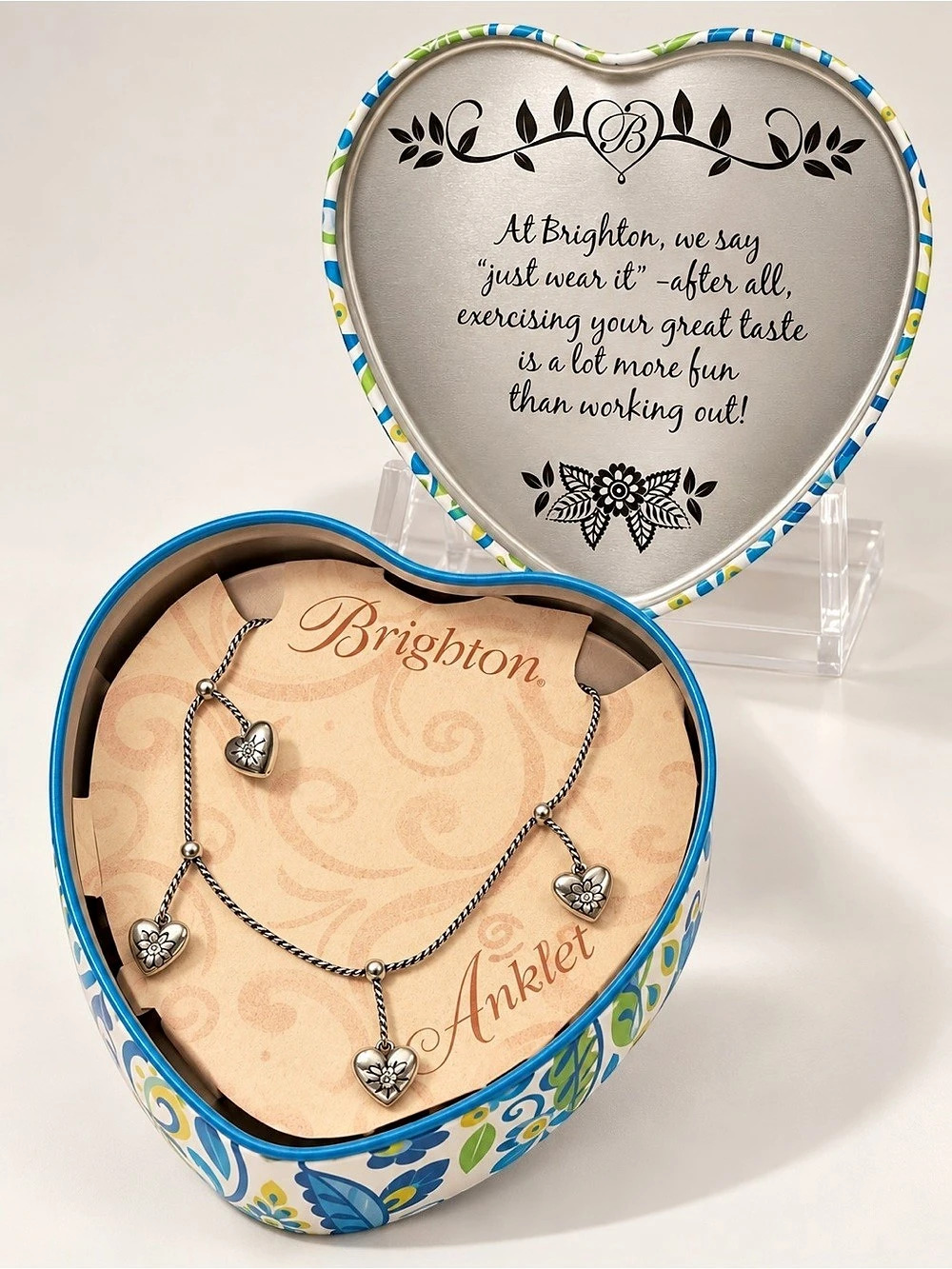 Brighton Heart Charm Anklet silver tone
